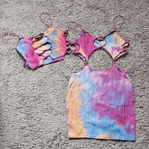 Vibrant Tie-Dye Crop Top and Dress Set